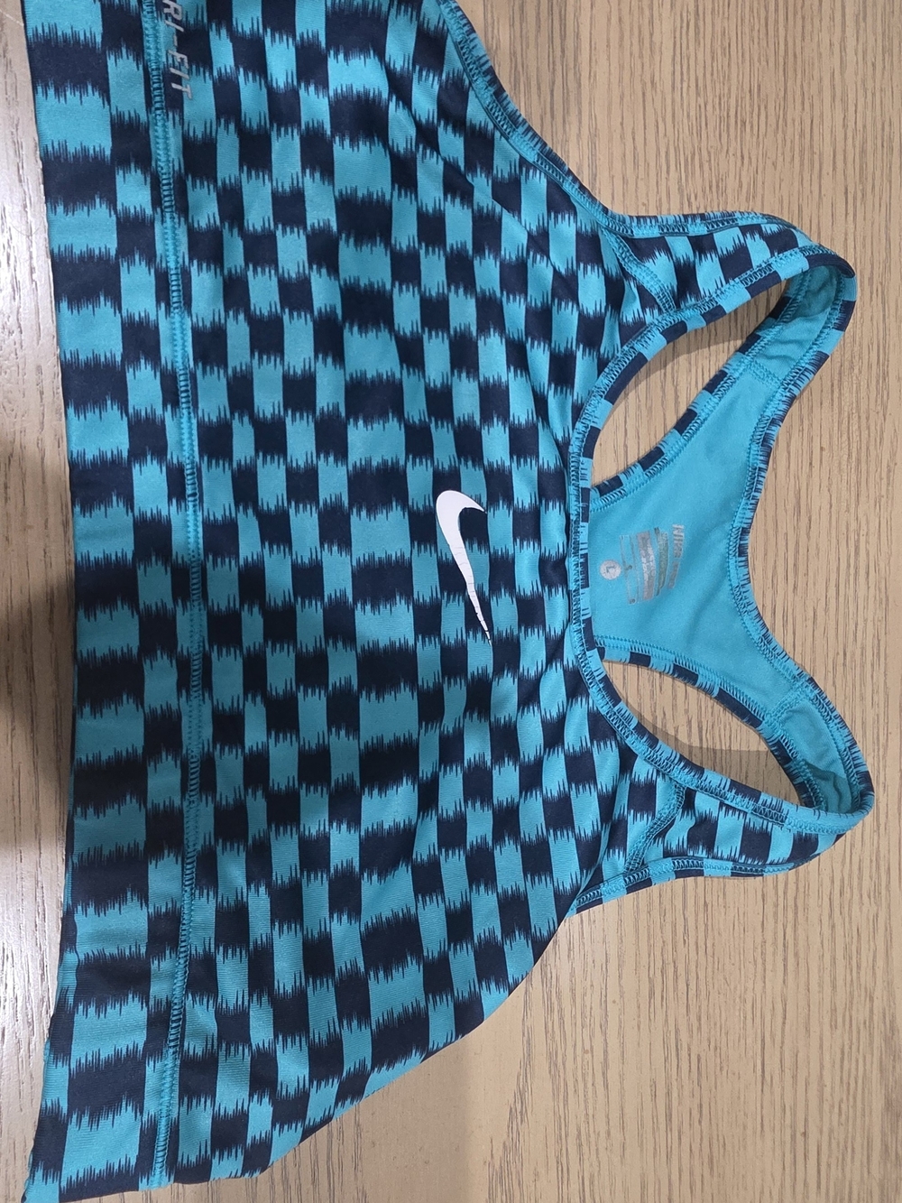 Nike Turquoise and Blue Checker Racerback Sports Bra